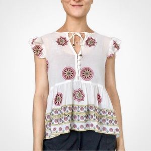Bell by Alicia Bell ruffled cotton gauze top